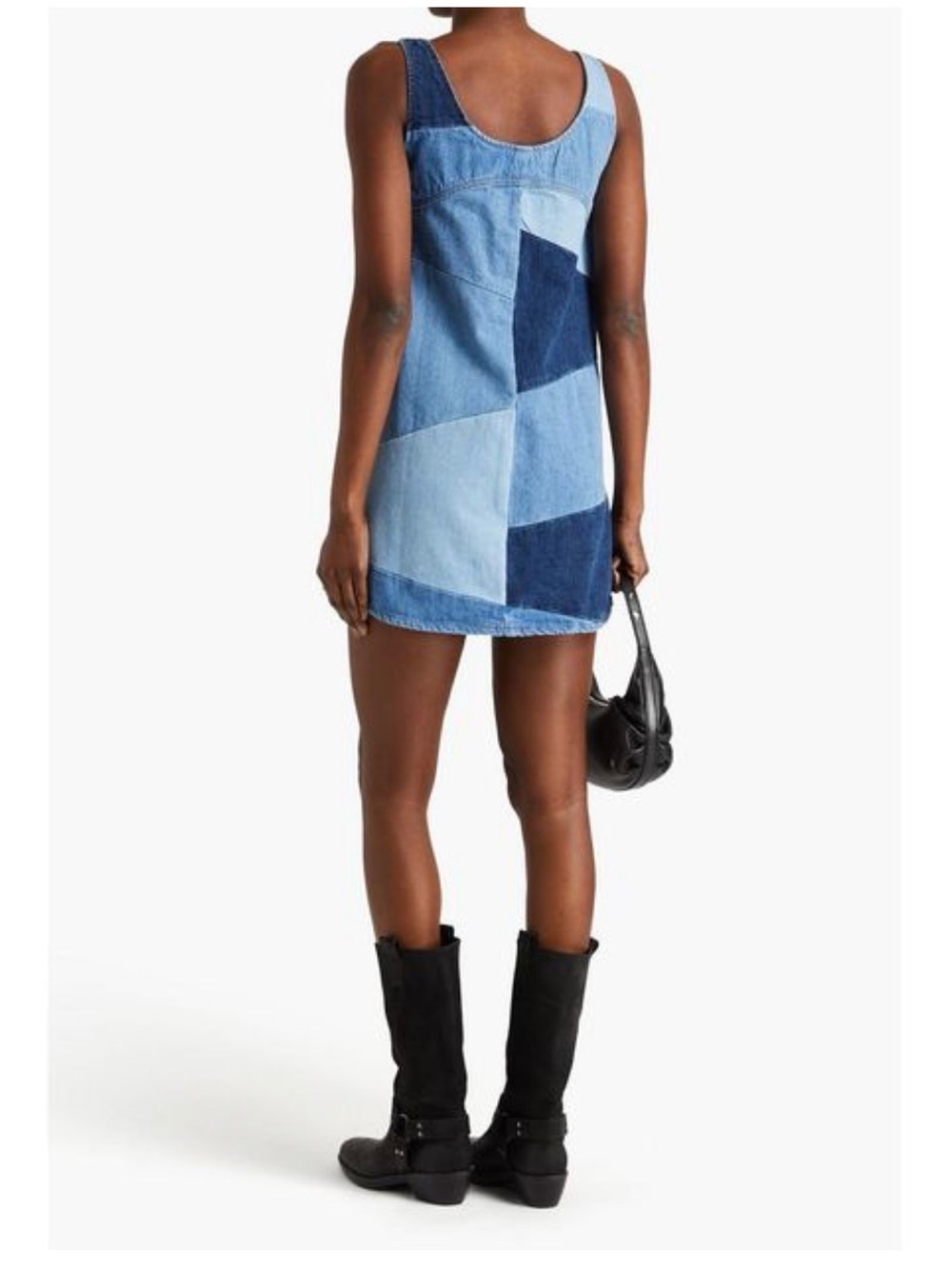 FRAME Patchwork Denim Mini Skirt - Light and Dark Blue - Picture 2 of 7